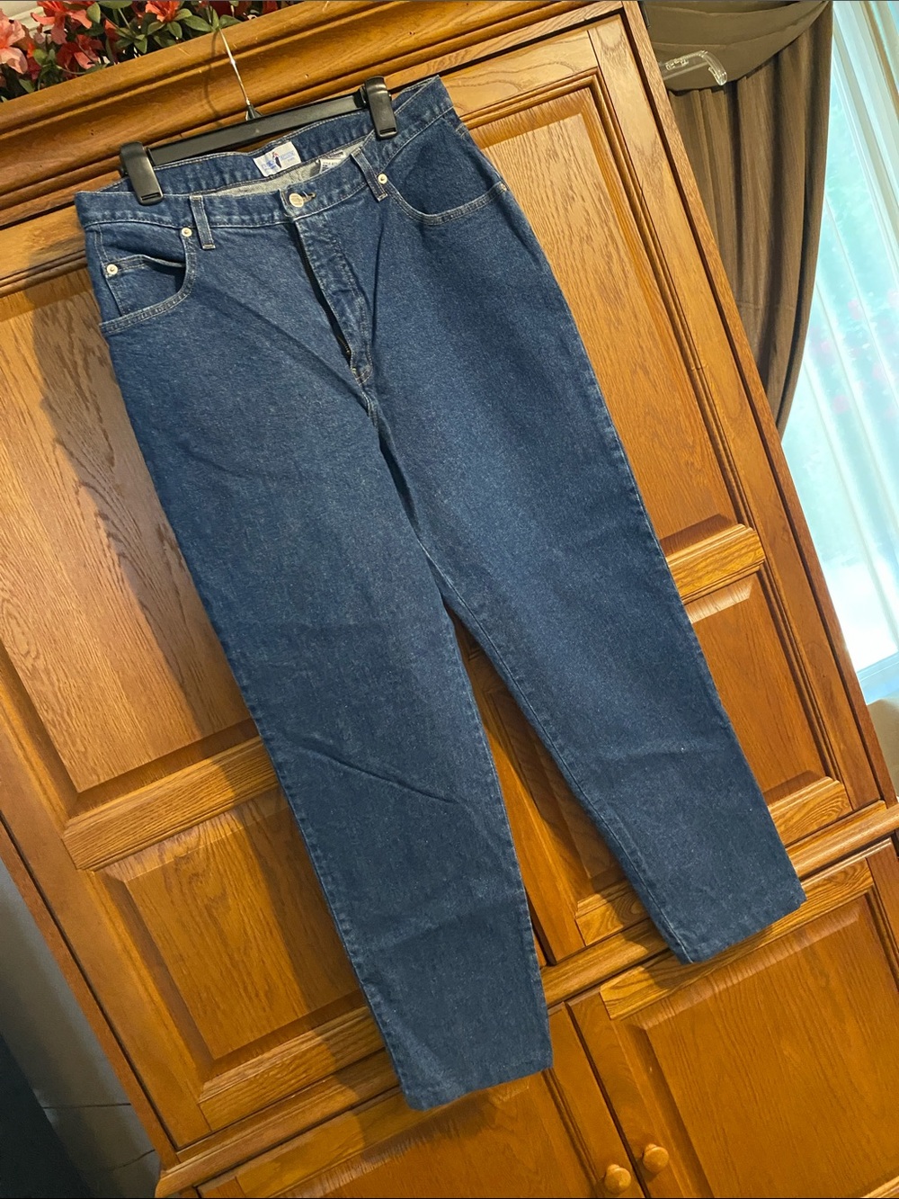 French Dressing Western Wear Women's High-Rise Wide Leg Jeans in Dark Blue Denim